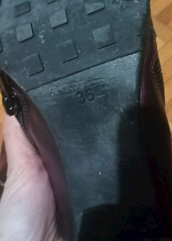 Bordo Deri Kadın Topuklu Bot - Görsel 7