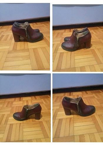 Bordo Deri Kadın Topuklu Bot - Görsel 4