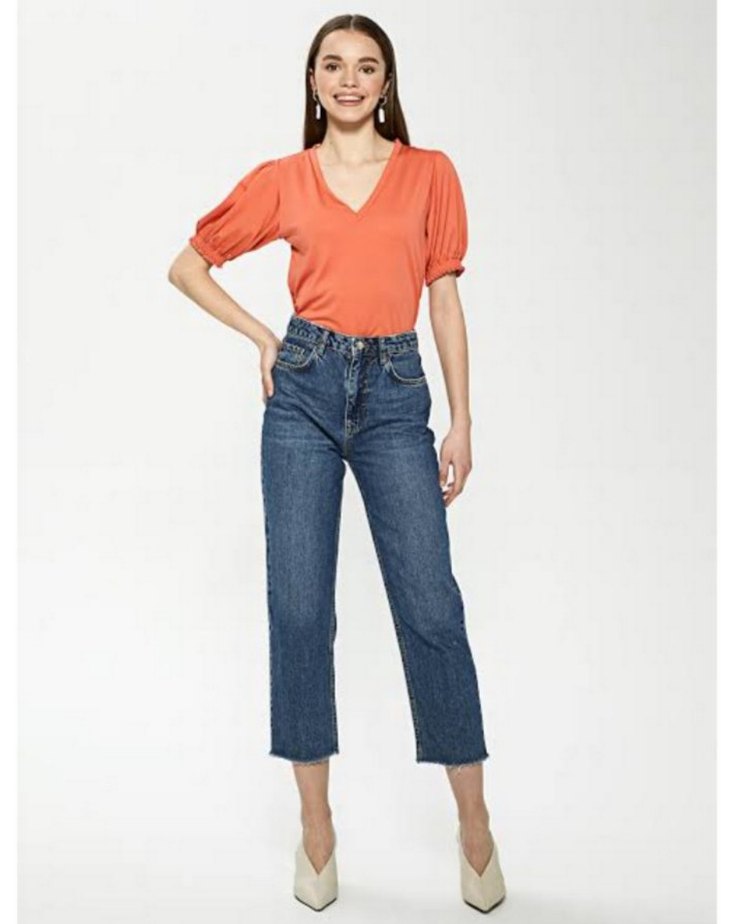 V Yaka Bluz - Görsel 3