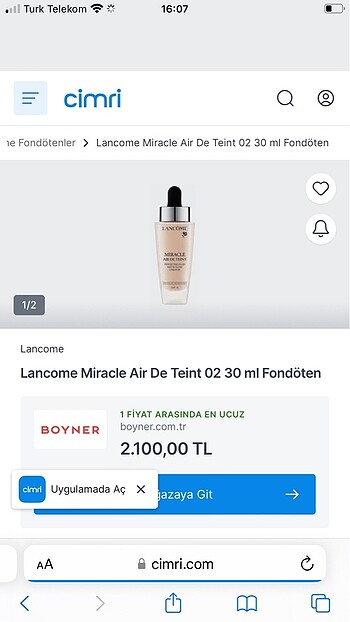 Lancome miracle air deteint 30ml