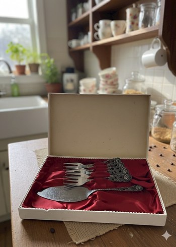 Solingen antika gümüş kaplama pasta seti - Görsel 3