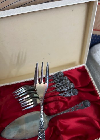 Solingen antika gümüş kaplama pasta seti - Görsel 6