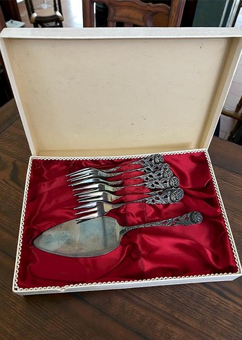 Solingen antika gümüş kaplama pasta seti - Görsel 2