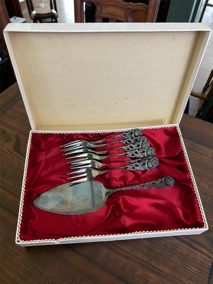 Solingen antika gümüş kaplama pasta seti - Görsel 2