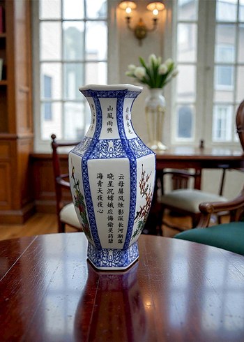 Uzakdoğu porselen vazo kırmızı damgalı - Görsel 2