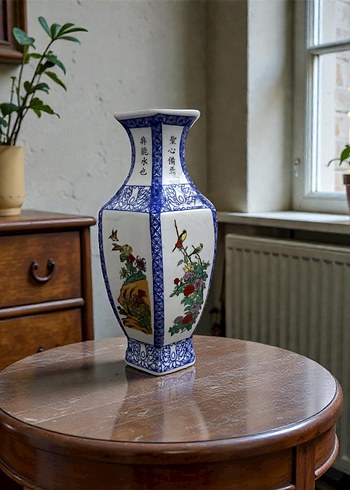 Uzakdoğu porselen vazo kırmızı damgalı - Görsel 3