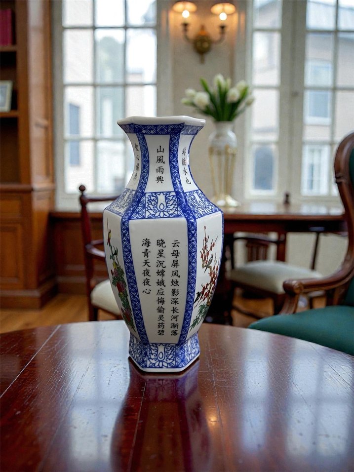 Uzakdoğu porselen vazo kırmızı damgalı - Görsel 2