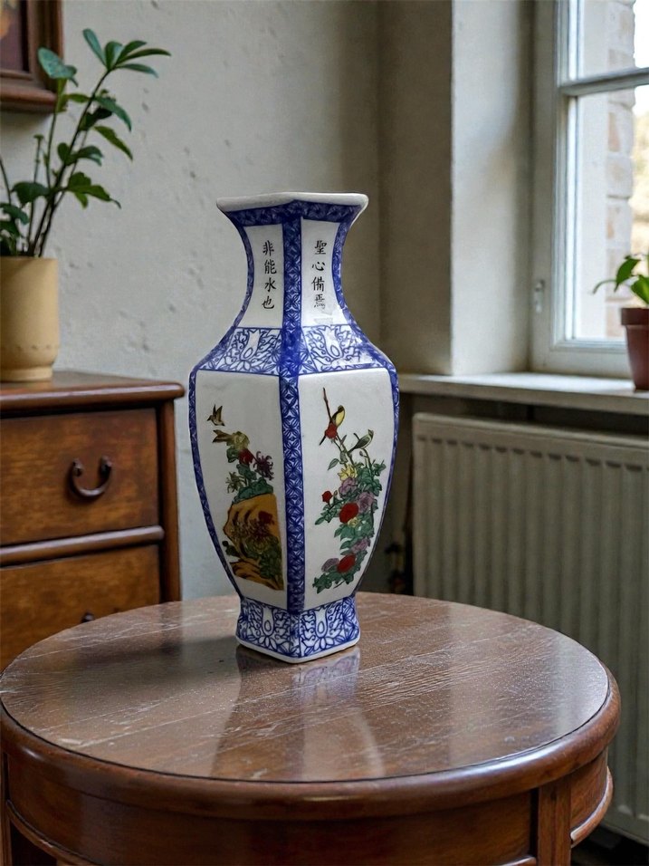 Uzakdoğu porselen vazo kırmızı damgalı - Görsel 3