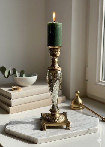 Kervan mobilya pirinç şamdan - Görsel 2