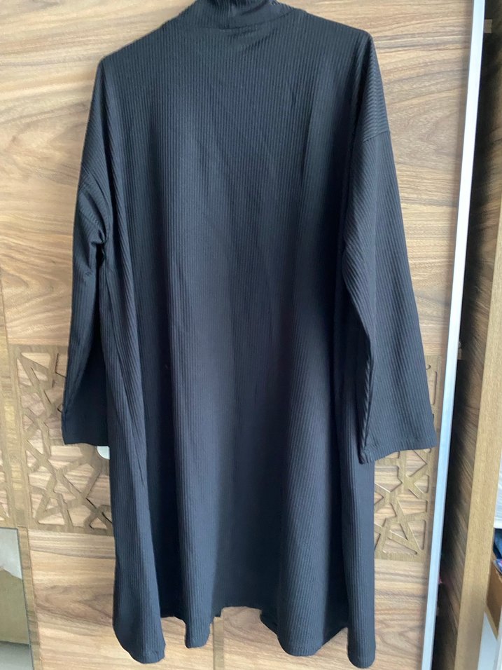 Kadın Siyah Uzun Kollu Uzun Boy Hırka - Görsel 2