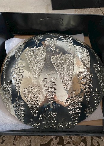 Gri-Beyaz Çağdaş Dekoratif Tabak - Görsel 6