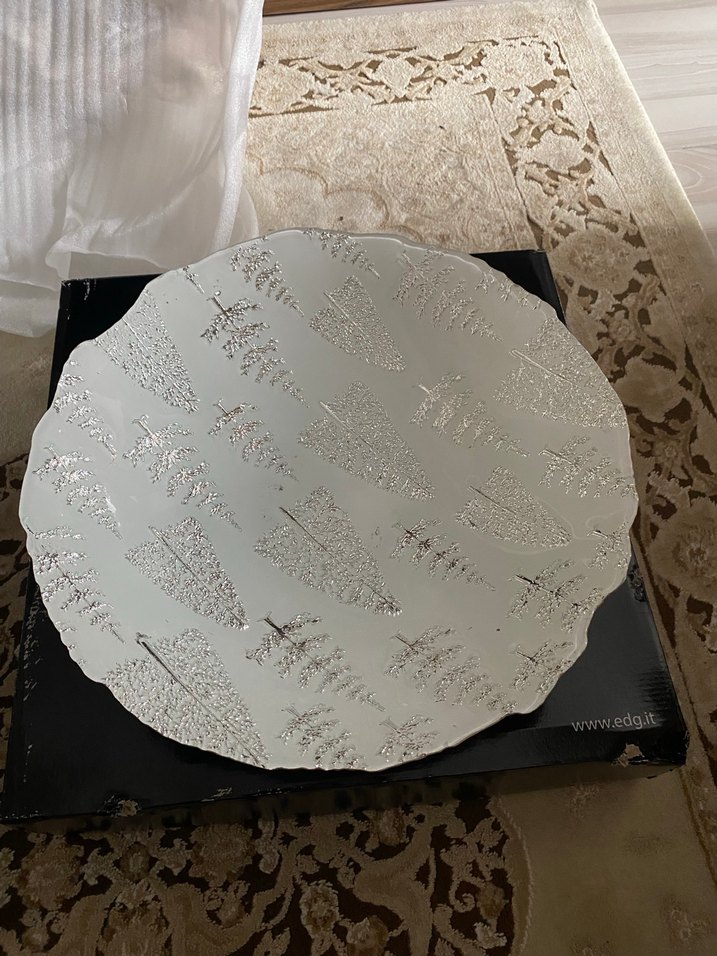 Gri-Beyaz Çağdaş Dekoratif Tabak - Görsel 3