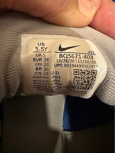 38 Beden lacivert Renk Nike spor ayakkabı