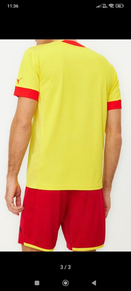 PumaErkek Sarı Kısa Kollu Spor Tişört - Görsel 3