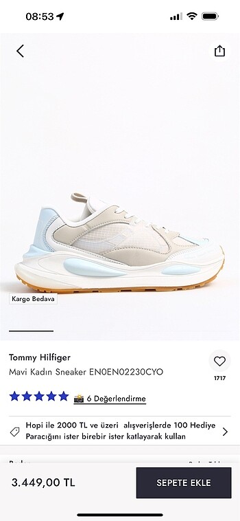 Tommy Hilfiger mavi beyaz sneaker