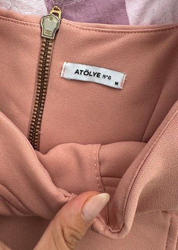 Atölye no6 Pudra renk midi boy  Kokteyl Elbisesi - Görsel 5