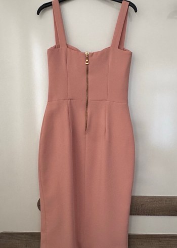 Atölye no6 Pudra renk midi boy  Kokteyl Elbisesi - Görsel 4