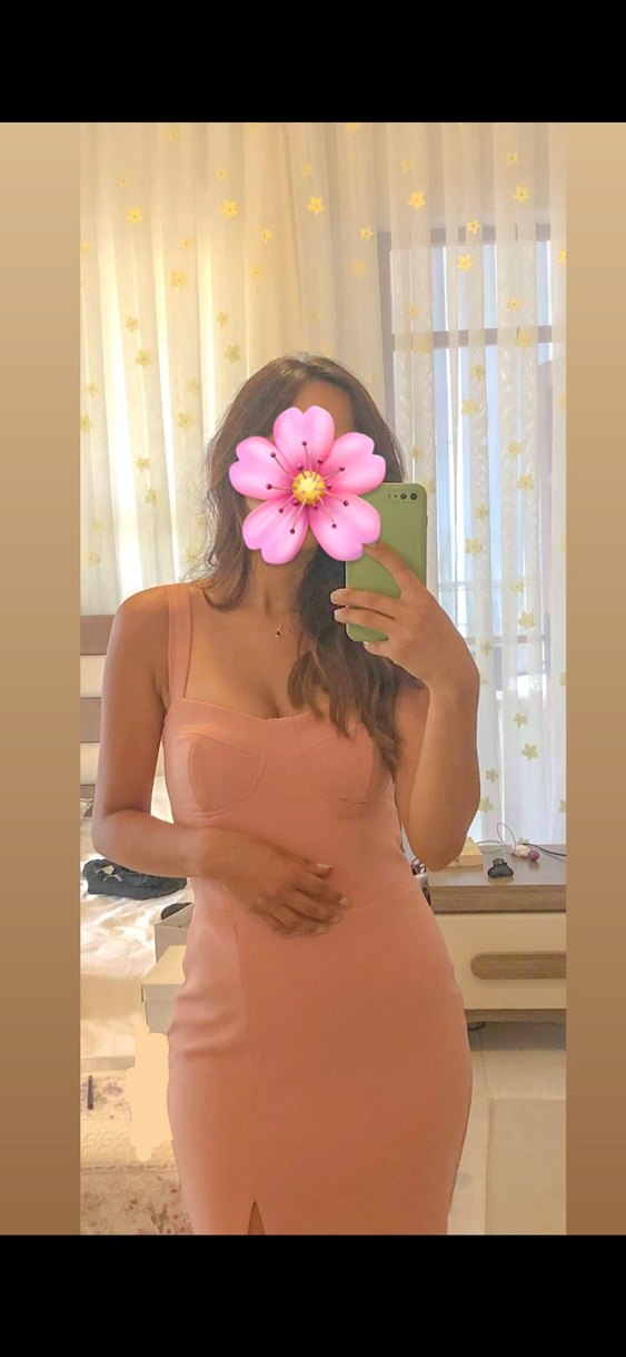 Atölye no6 Pudra renk midi boy  Kokteyl Elbisesi - Görsel 2