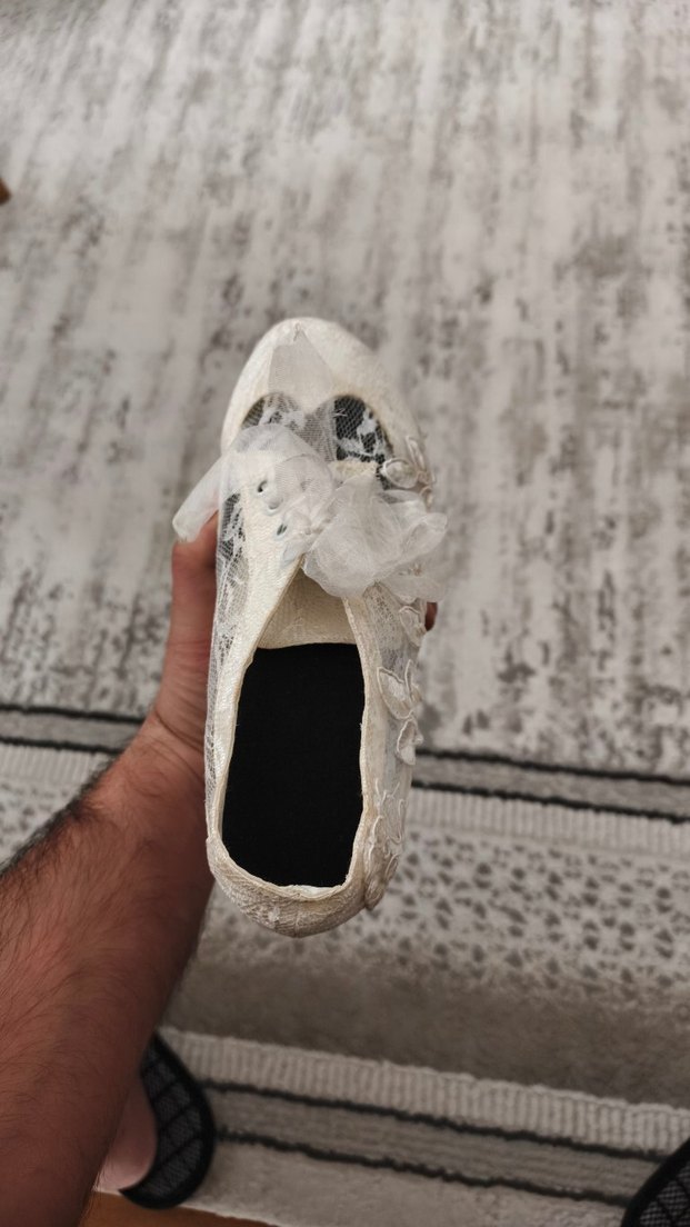 Beyaz Dantel Detaylı Bohem Gelin  Ayakkabısı - Görsel 4