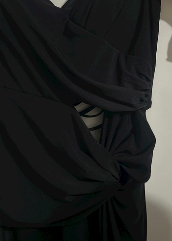 Siyah İnce Askılı Uzun Abiye Elbise Özel Dikim - Görsel 2