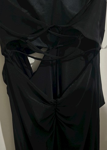 Siyah İnce Askılı Uzun Abiye Elbise Özel Dikim - Görsel 3