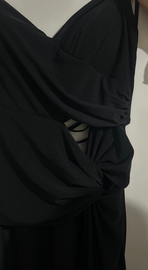 Siyah İnce Askılı Uzun Abiye Elbise Özel Dikim - Görsel 2