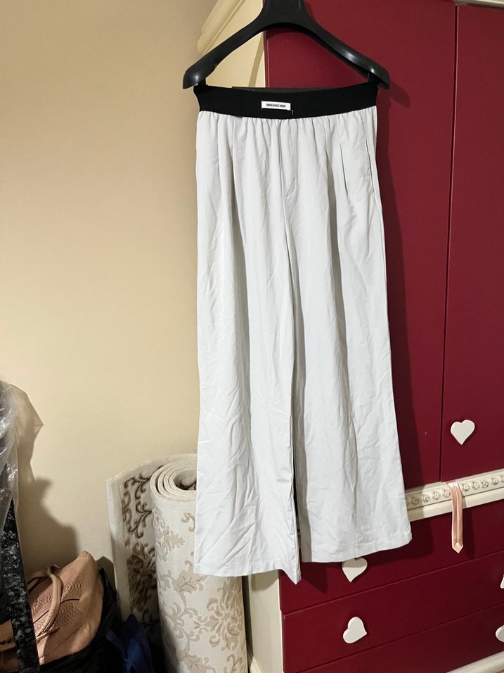 Gri Beli Lastikli Uzun Keten Pantolon — görsel 3/5