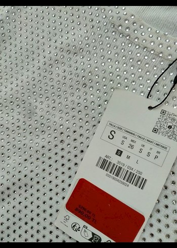 s Beden zara Kadın Gri Payetli Kısa Kollu Crop Top