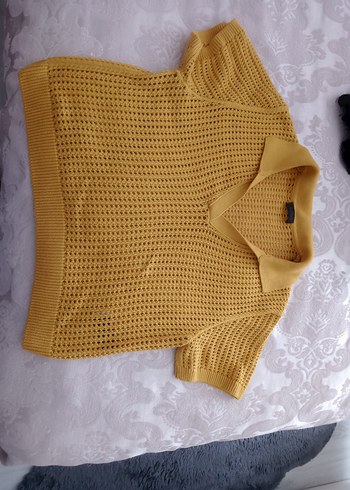 Sarı Örgü Mini Kadın Kazak