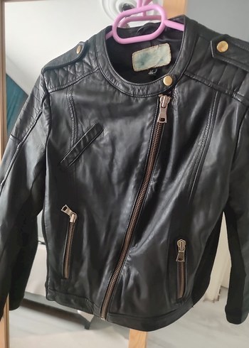 Mango Kadın Siyah Deri Biker Ceket