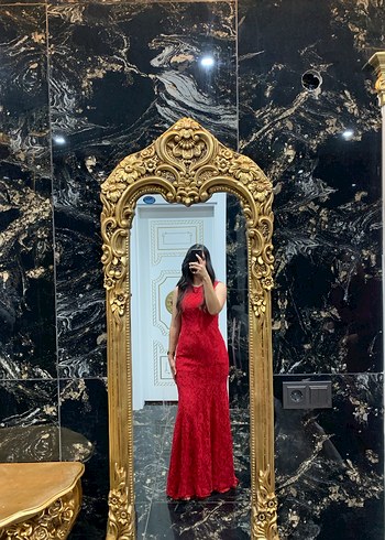 Kırmızı Uzun Abiye Elbise - Görsel 2