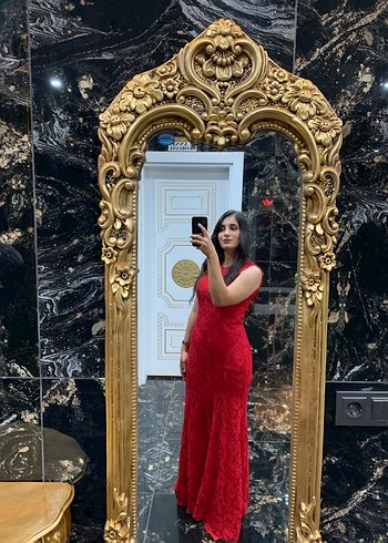 Kırmızı Uzun Abiye Elbise - Görsel 3