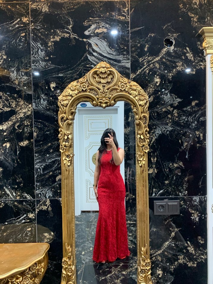 Kırmızı Uzun Abiye Elbise - Görsel 2