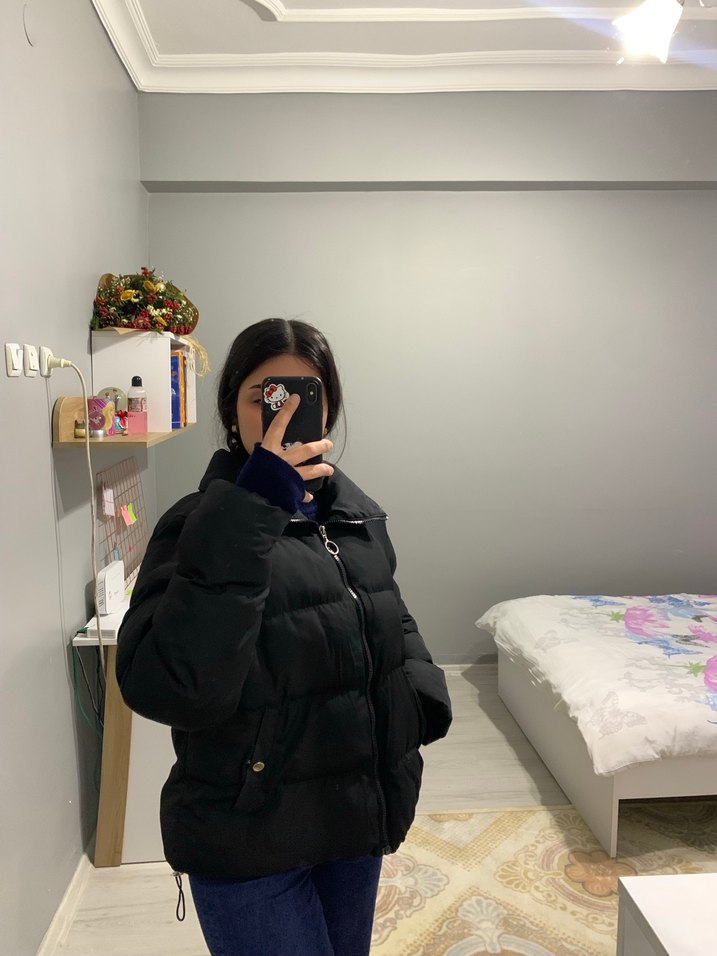 Siyah Kadın Mont - Görsel 3