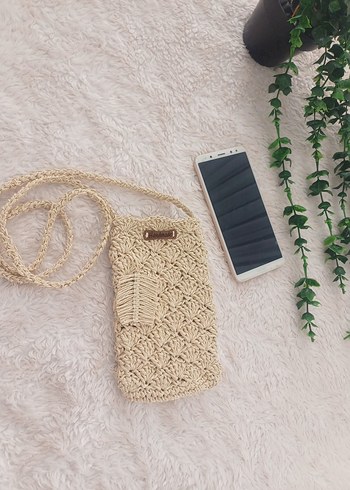 Beden kağıt ip telefon örgü çantası