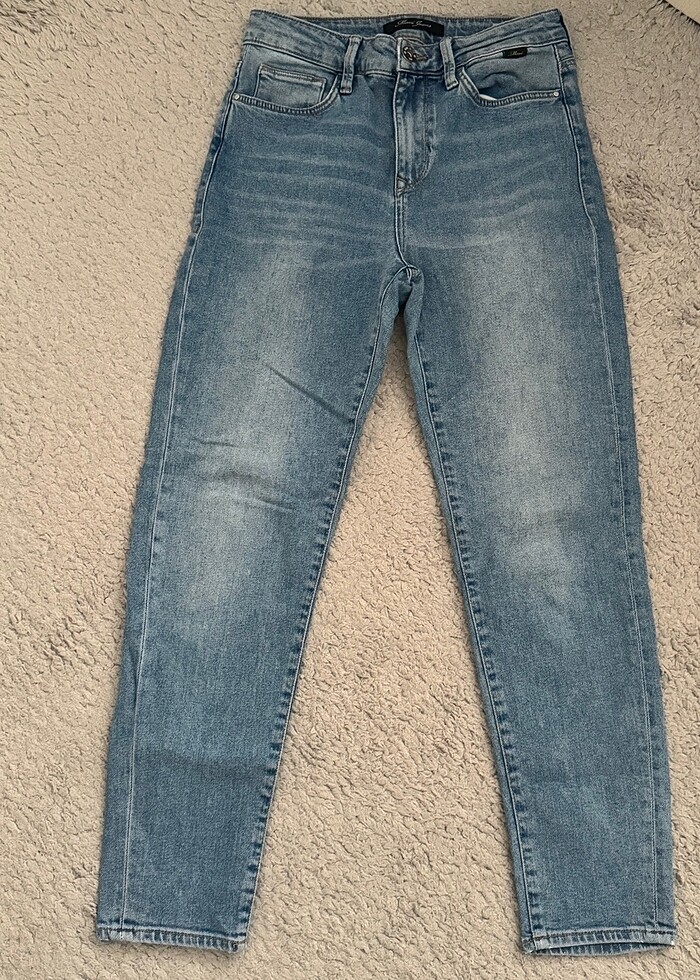 Mavi kot mom jeans - Görsel 2