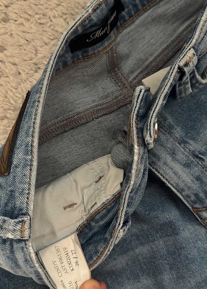 Mavi kot mom jeans - Görsel 3