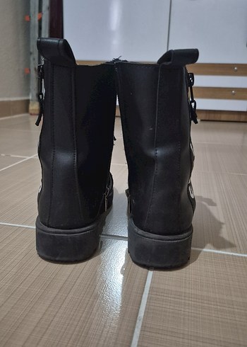 çocuk Siyah Deri Goth Botlar - Görsel 5