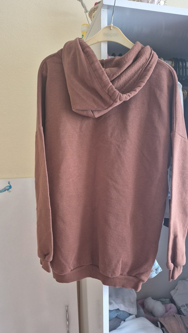 Kahverengi Kapüşonlu Kadın Sweatshirt - Görsel 4