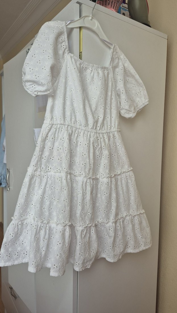 Beyaz Nakışlı elbıse - Görsel 5