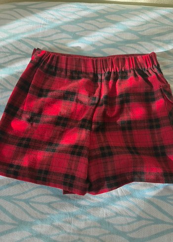 Kırmızı Ekoseli Düğmeli Mini Etek - Görsel 4