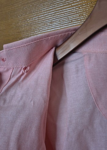 Pembe Keten Uzun Kollu Erkek Gömlek - Görsel 5