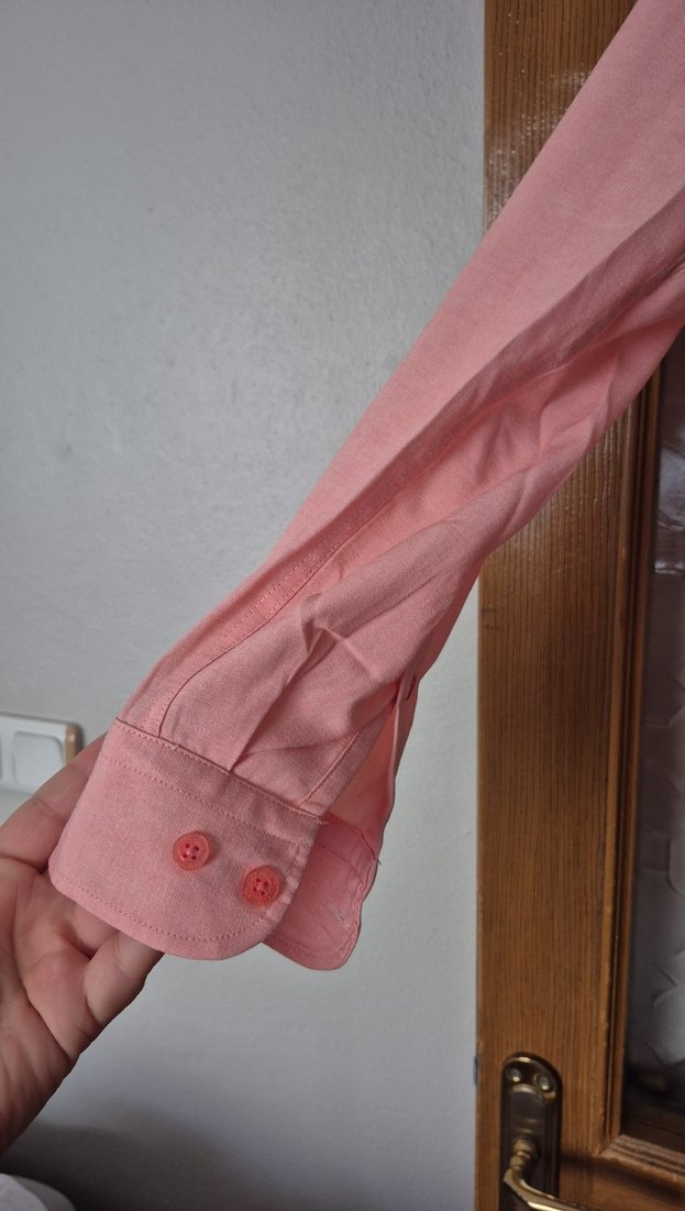 Pembe Keten Uzun Kollu Erkek Gömlek - Görsel 4