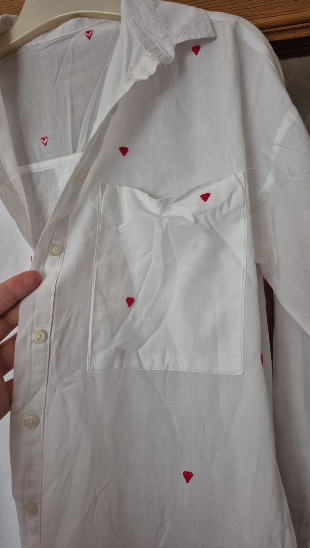 Nakışlı Beyaz Keten Kadın Gömlek - Görsel 2