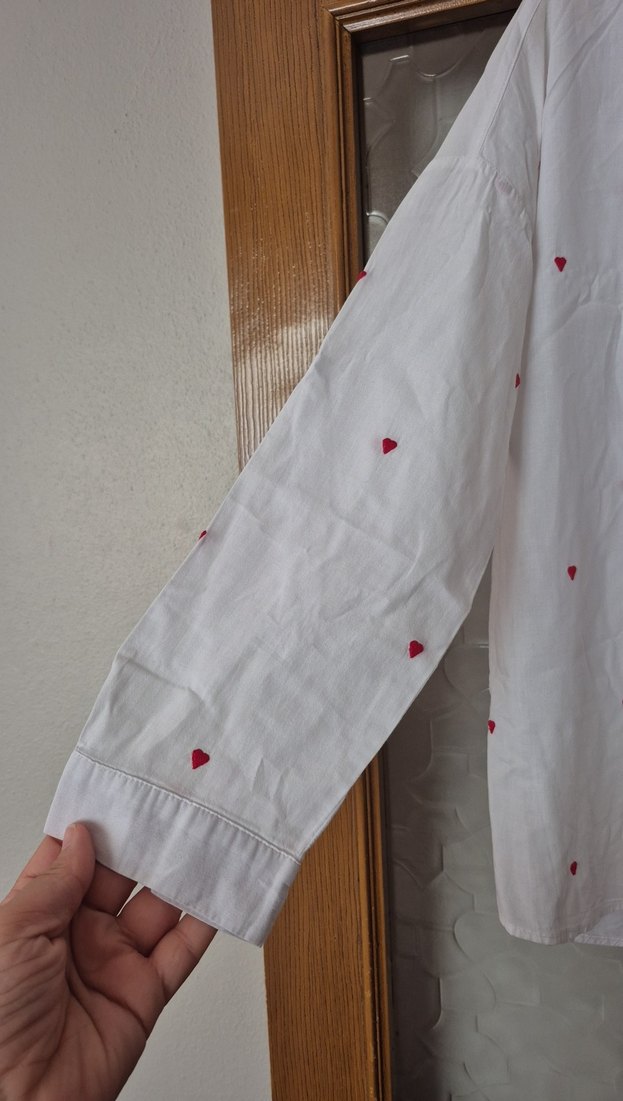 Nakışlı Beyaz Keten Kadın Gömlek - Görsel 4