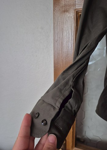 Gri Düğmeli Erkek Gömlek - Görsel 5