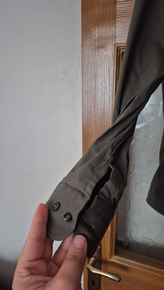 Gri Düğmeli Erkek Gömlek - Görsel 5