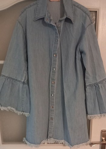 Gri Düğmeli Kadın Denim Ceket