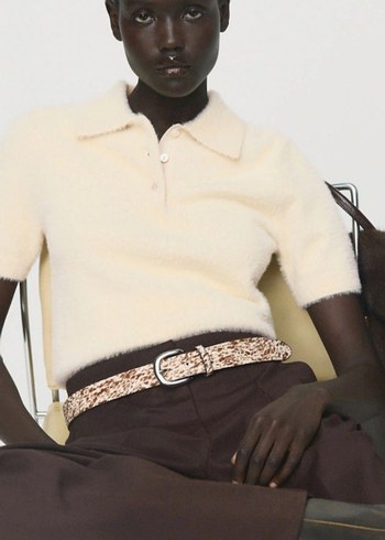 Bej Kısa Kollu Triko Kadın Kazak - Görsel 3