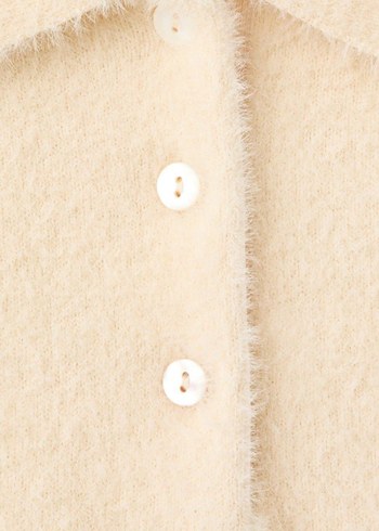 Bej Kısa Kollu Triko Kadın Kazak - Görsel 4